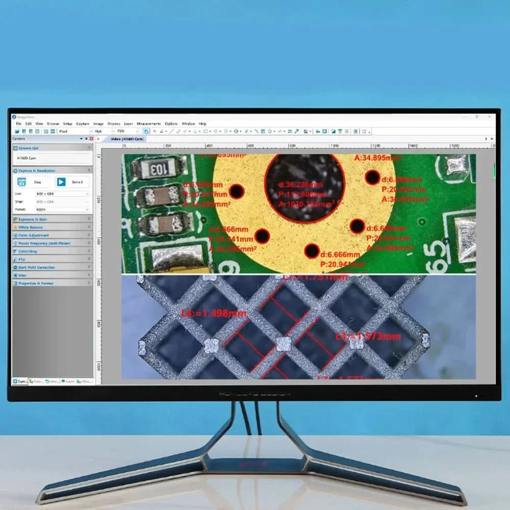 1080P 4K HD Industriemikroskop Digitalkamera über USB-C Messung 215X/180X/130X C-Mount-Objektiv für PCB-Löten, ohne Basis