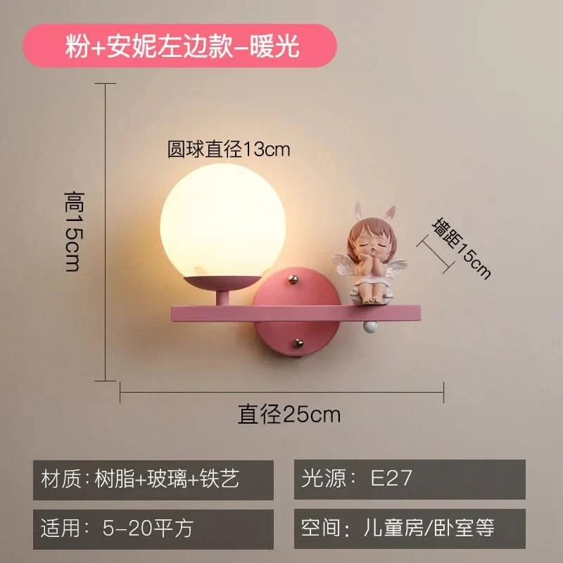Children's Room Bedside Wall Lamp Girl Boy Wall Art Sconce Creative Cartoon Eye Protection Led Home Decoration Salon Home
