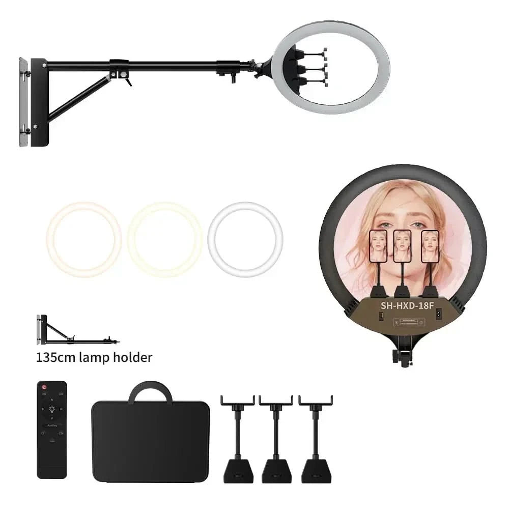 SH 18 Inch Knob Ring Light LED Selfie Video Lamp With Tripod Stand Phone Clip For YouTube Live Lighting Photo Photography Studio