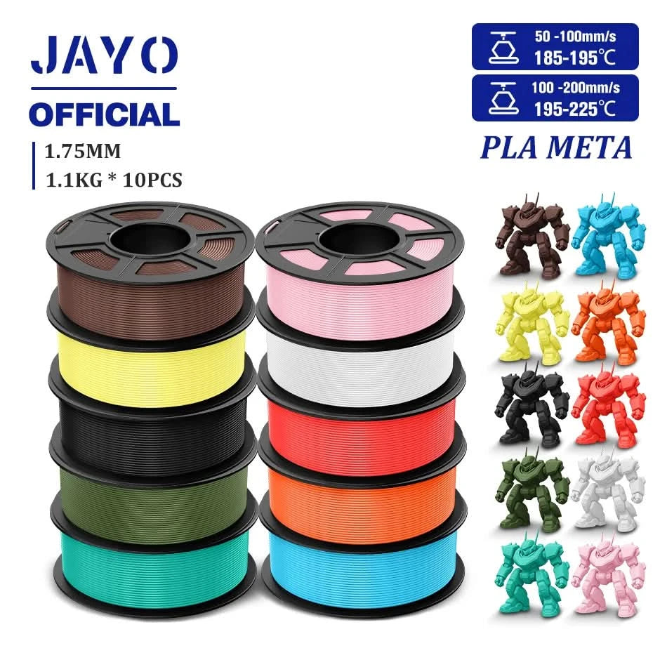 JAYO 3D Filament 1.75mm PLA / PLA Plus / PLA Meta/ Silk PLA+/PLA Matte 3D Prnter Filament 1.1KG For FDM Multicolor Set 10Rolls