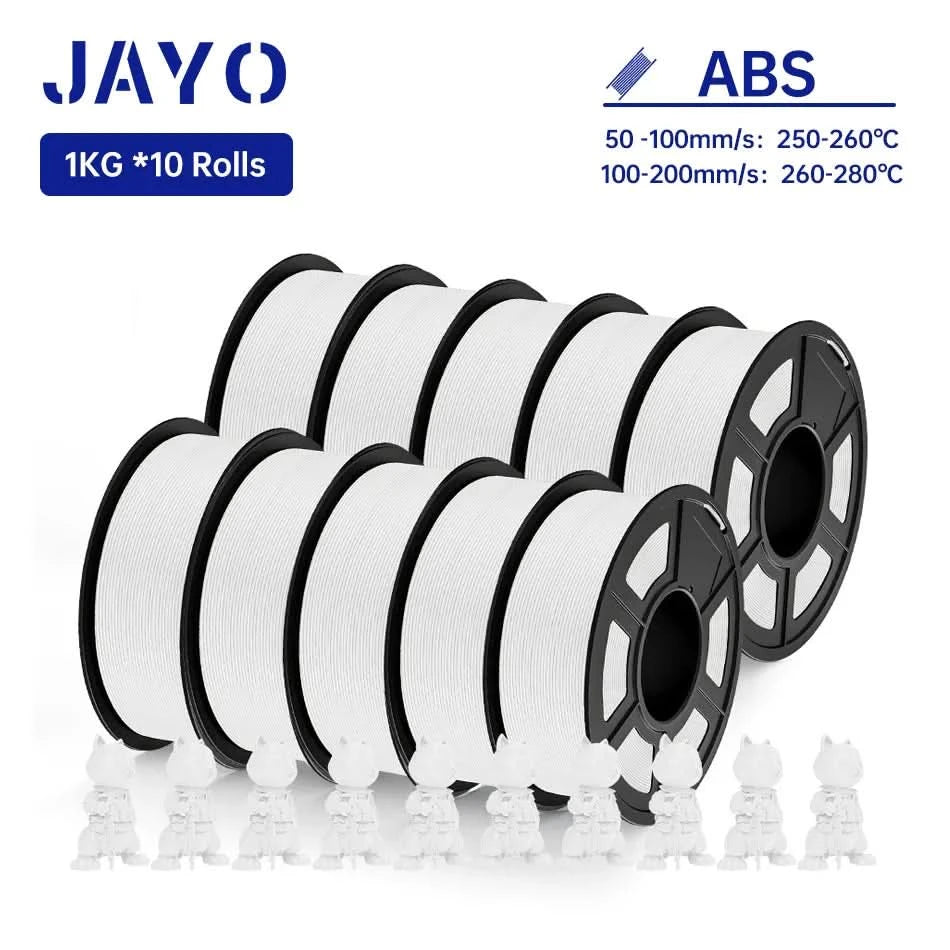 JAYO PLA / ABS / PETG / Silk / ASA /TPU /PLA+ Filament 10 Rolls 3D Printer Filament 1.75MM 0.65/1/1.1KG Neatly Wound 3D Filament