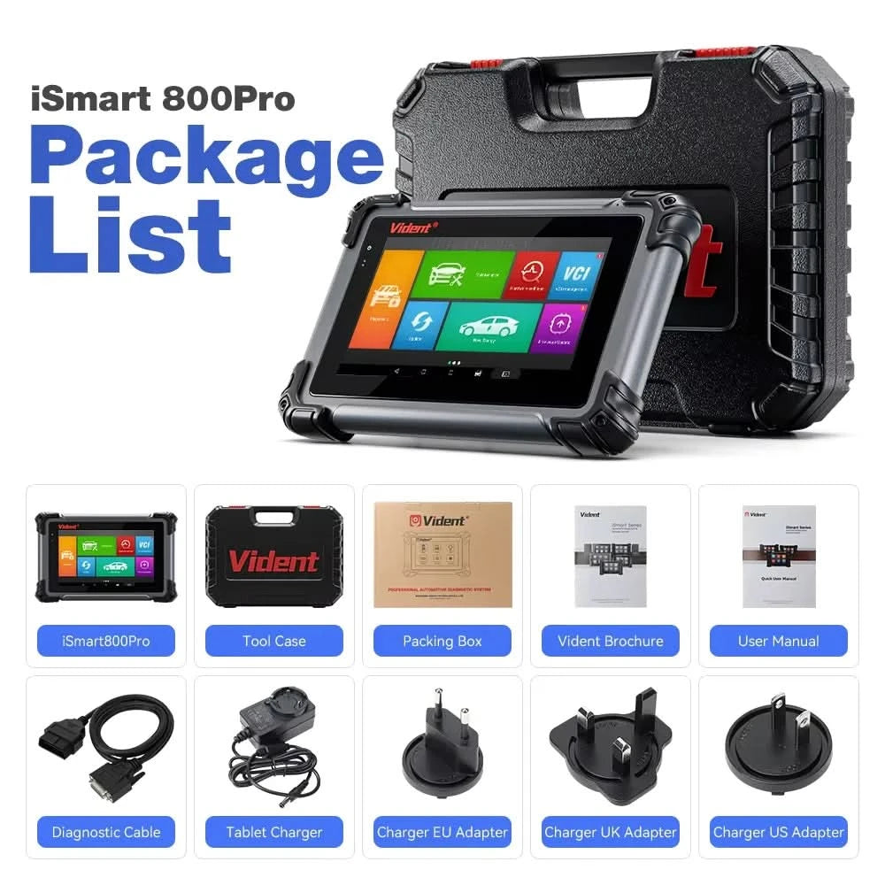 VIDENT iSmart800 Pro OBD2 Scanner Full System Car Diagnostic Tool Key Programming Bi-Directional Control 40+ Reset CAN FD& DoIP