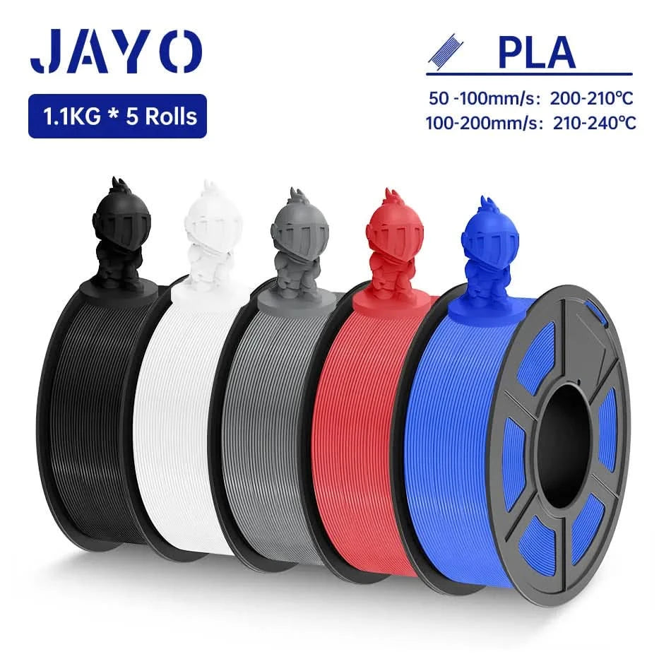 JAYO PLA Filament 1.75MM 5Rolls 3D Printer Filament PLA 100% No Bubble for FDM Coloful 3D Printing Material DIY Gift