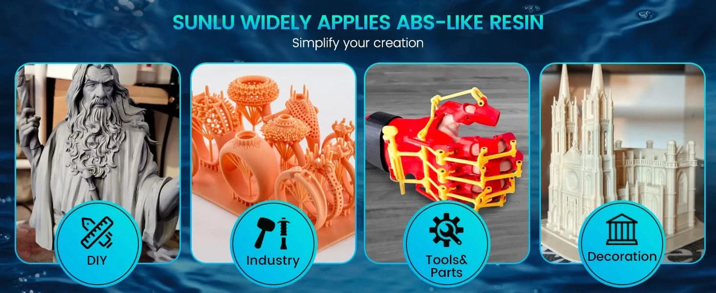 SUNLU 2KG Water Washable / Water Washable ABS Resin Resin 1000G/Bottle 405nm Rapid UV-Curing Photopolymer Resin For LCD 3D Print