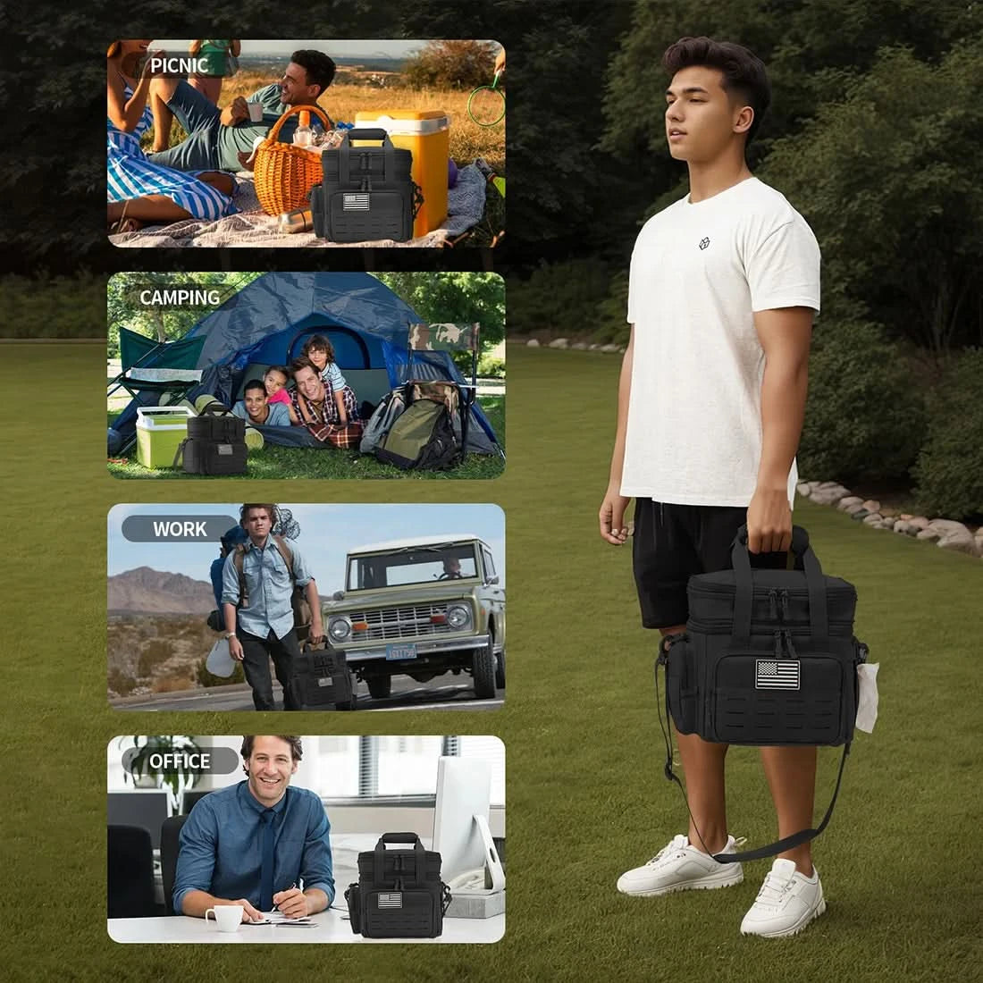 Men's Tactical Lunch Box Expandable 18L Tactical Insulated Cooler Bag,Leak Proof Insulated Lunch Bag For Work Camping Outdoor