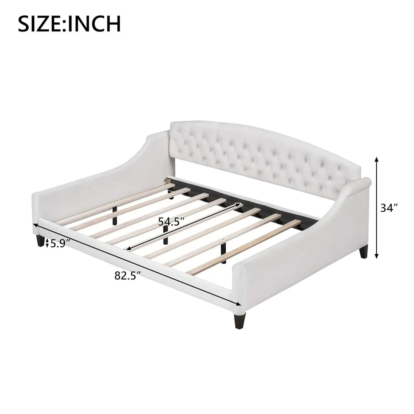 Full Size Daybed, Modern Luxury Tufted Button Upholstered Full Sofa Bed for Bedroom Living Room, Beige, Customized