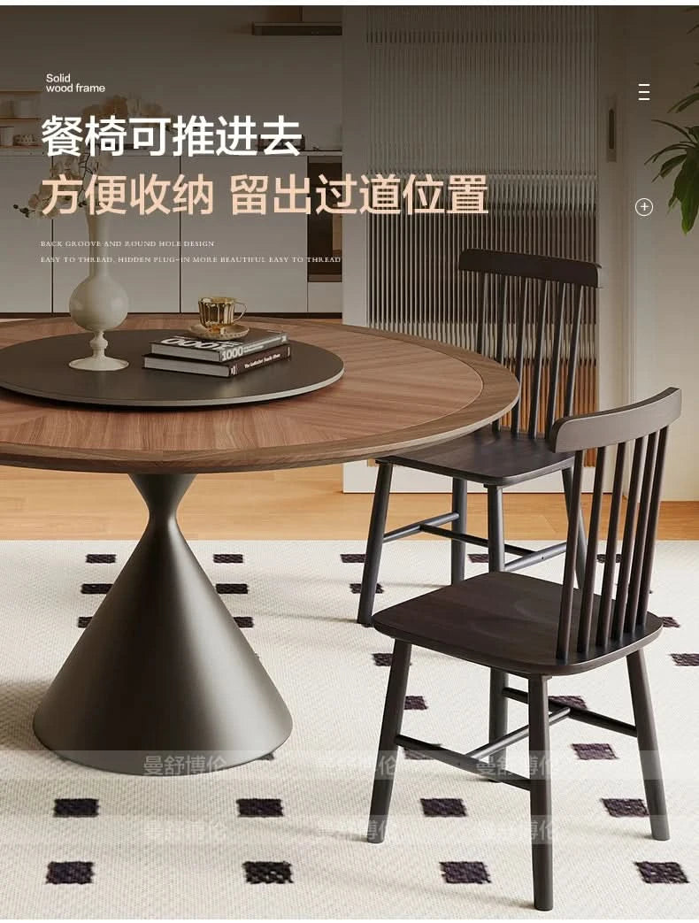 6 People Turntable Dining Table Vintage Legs Metal Design Round Coffee Table House Breakfast Juegos De Comedor Furnitures