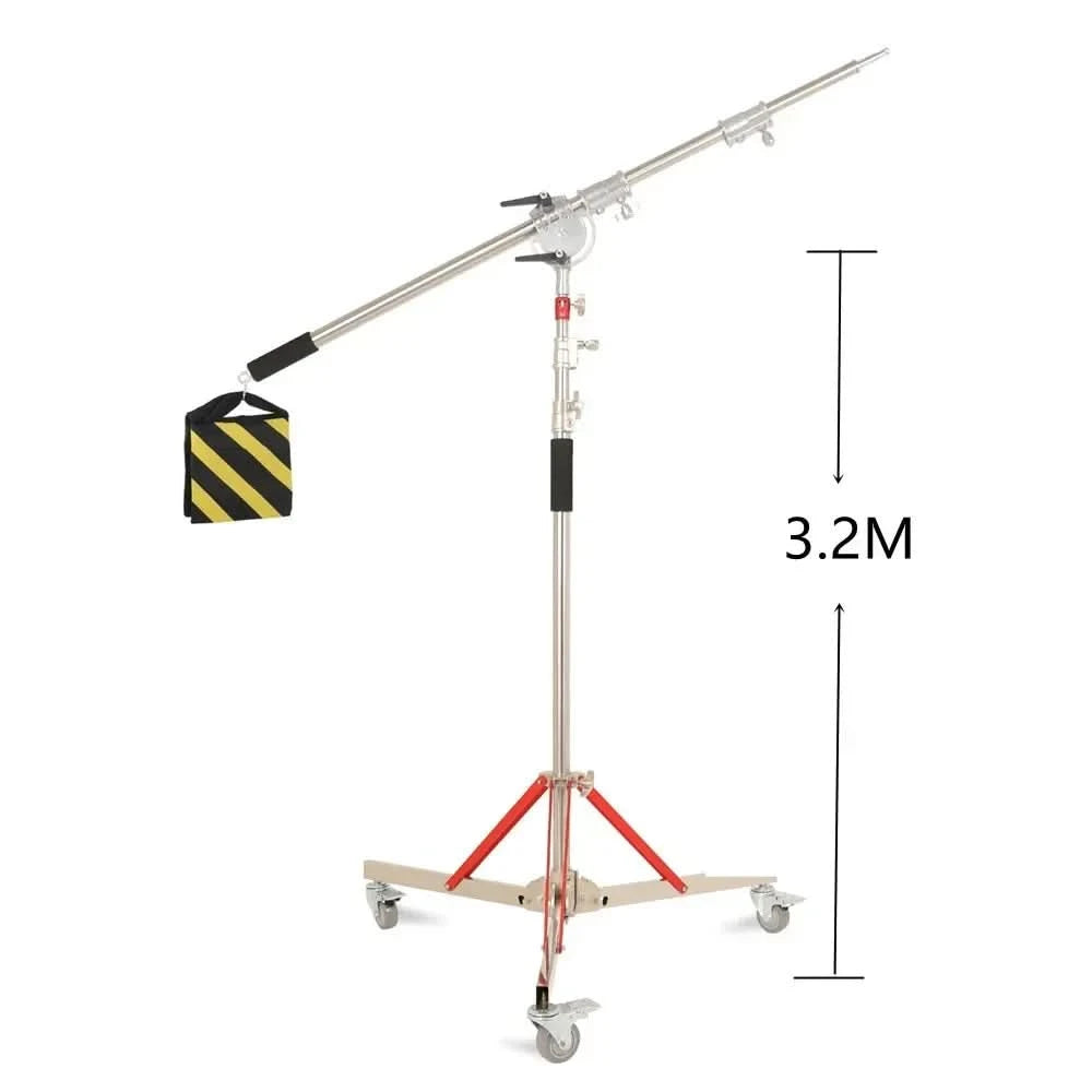 Cross Arm 2.49m Crane Lifting Frame Studio Photo Telescopic Boom Arm Top Light Stand With Sandbag for Speedlite