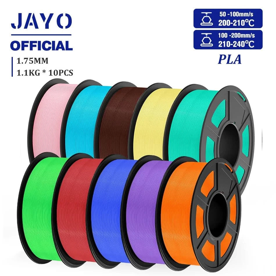 JAYO PLA Filament 1.75MM 10Rolls/set PLA 3D Printer Filament Multicolor For FDM 3D Printers Neatly Wound 3D Printing Materials