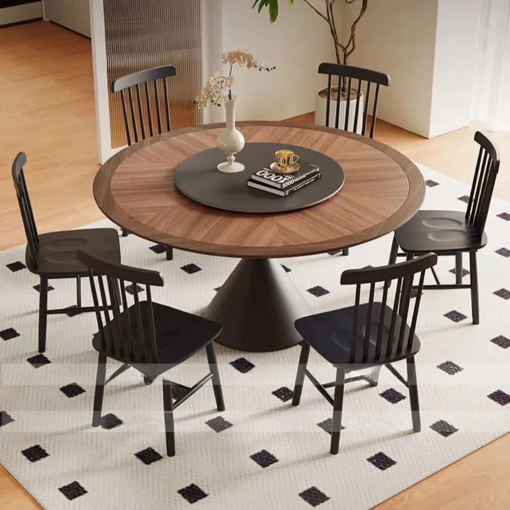 6 People Turntable Dining Table Vintage Legs Metal Design Round Coffee Table House Breakfast Juegos De Comedor Furnitures