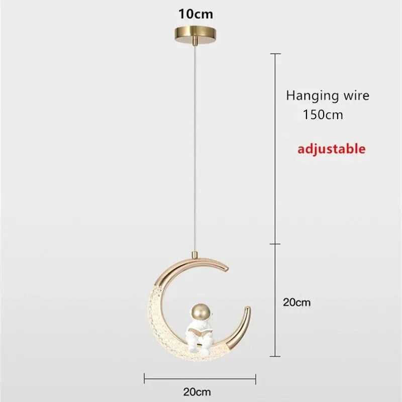 Children's Room Bedside Chandelier Modern Minimalist Light Luxury Cartoon Boy Girl Bedroom Moon Lamp Astronaut Small Chandelier