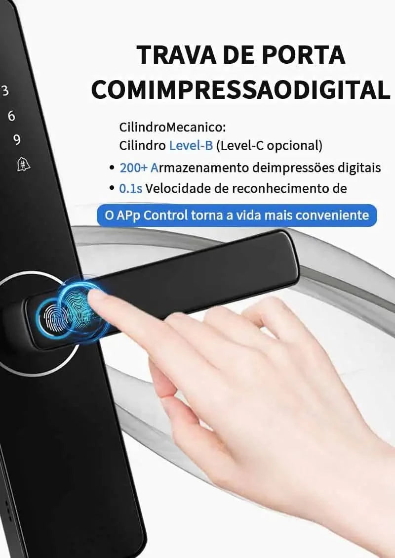 Do Brasil Tuya wifi Digital Electronic Door Lock App Remote Unlocking Fingerprint Door Lock for home house apartment