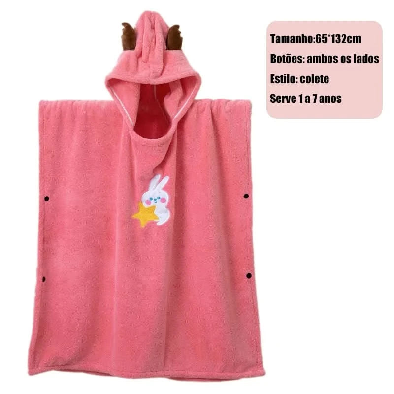 Toalha de Banho  Bebê Com Felpuda Capuz Infantil Recém Nascido com Orelhinha Menino e Menina 138*68cm --RISOVIT FTB0632