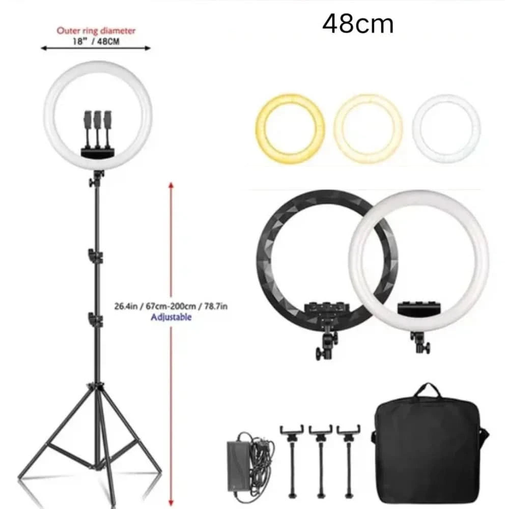 SH 18 Inch Knob Ring Light LED Selfie Video Lamp With Tripod Stand Phone Clip For YouTube Live Lighting Photo Photography Studio
