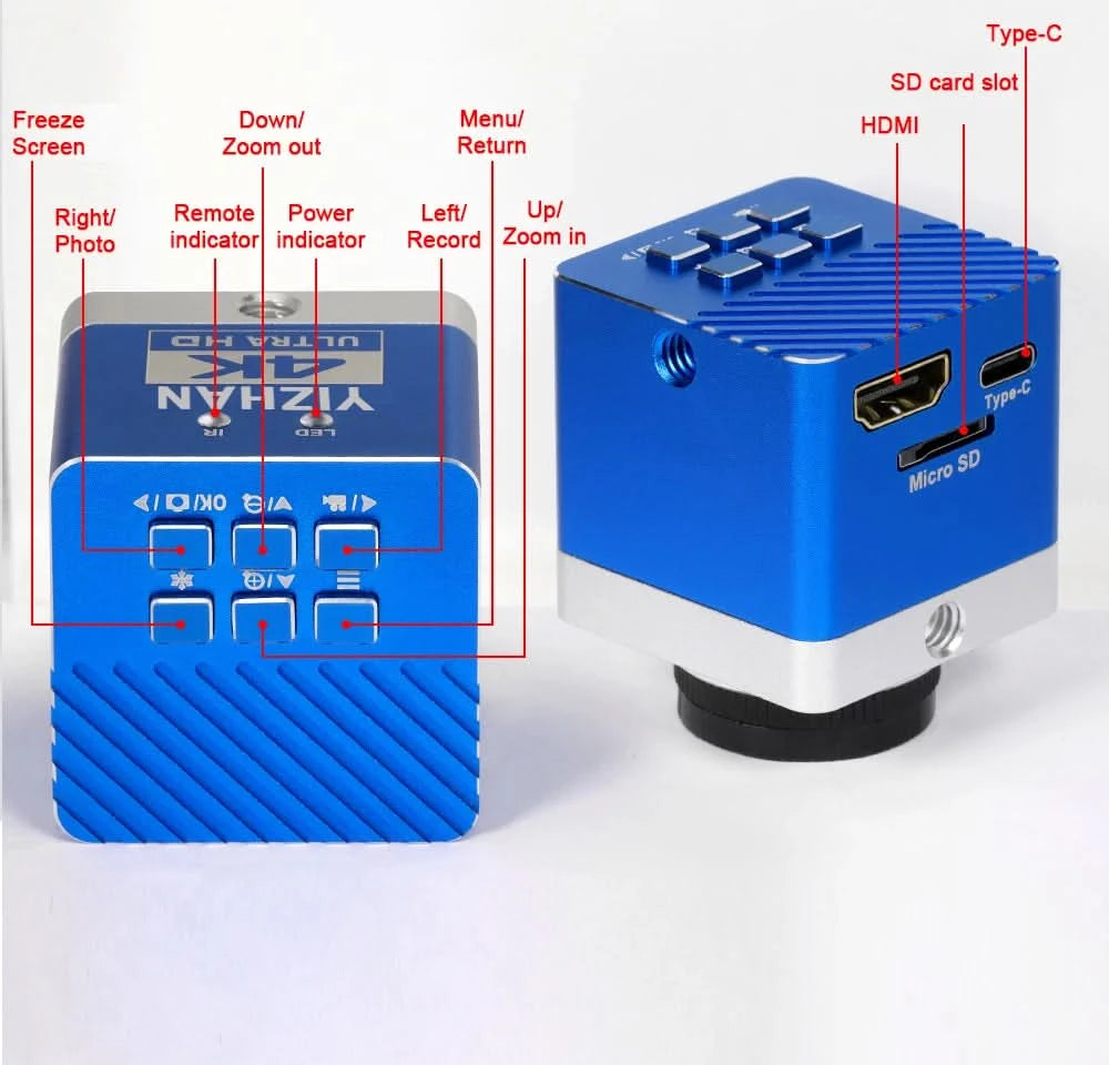 YIZHAN 4K UHD Electron Digital Microscope 1080P 60FPS Video Industrial Welding Camera 150X Lens Folding Stand for PCB Repair