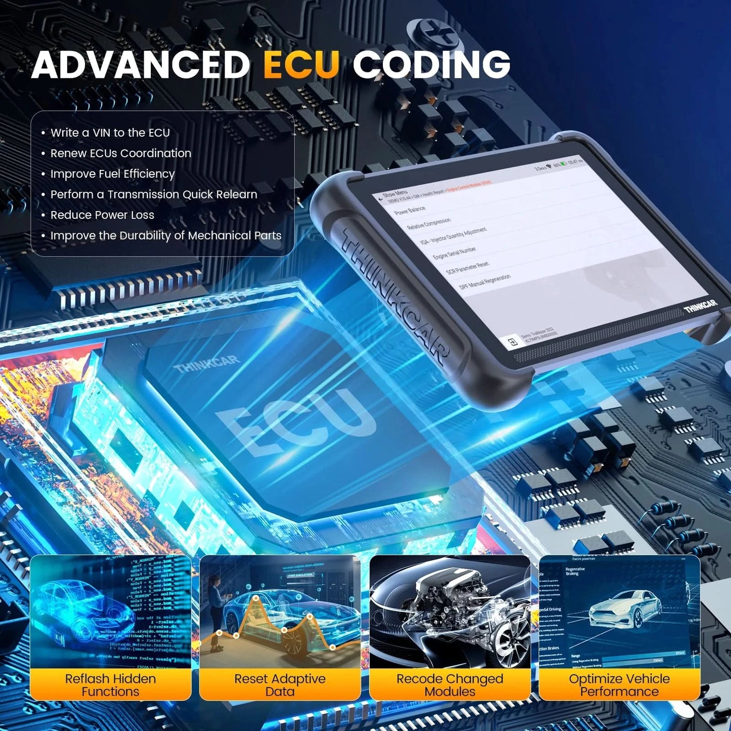 Global Version THINKCAR THINKSCAN 689BT OBD2 Diagnostic Tool DOIP CANFD Bi-directional ECU Coding 35 Resets Lifetime Free Update