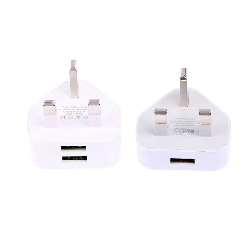 HUAHUA2025 NEW 1PCS Dual Port Fast Charger 5V/2.1A, UK 3 Pin Wall Adapter for Phones & Tablets, Multi-Device USB Charging Hub