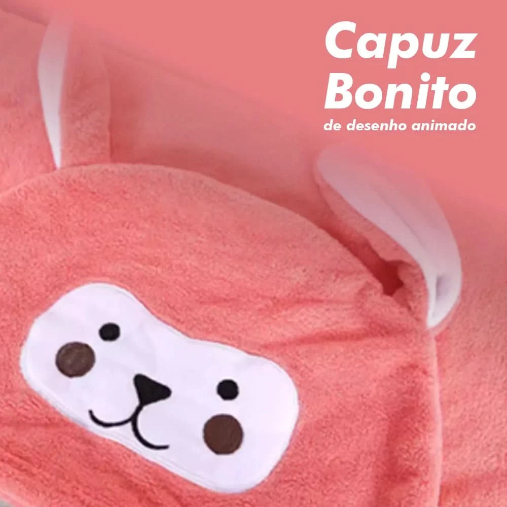 Toalha de Banho  Bebê Com Felpuda Capuz Infantil Recém Nascido com Orelhinha Menino e Menina 138*68cm --RISOVIT FTB0632