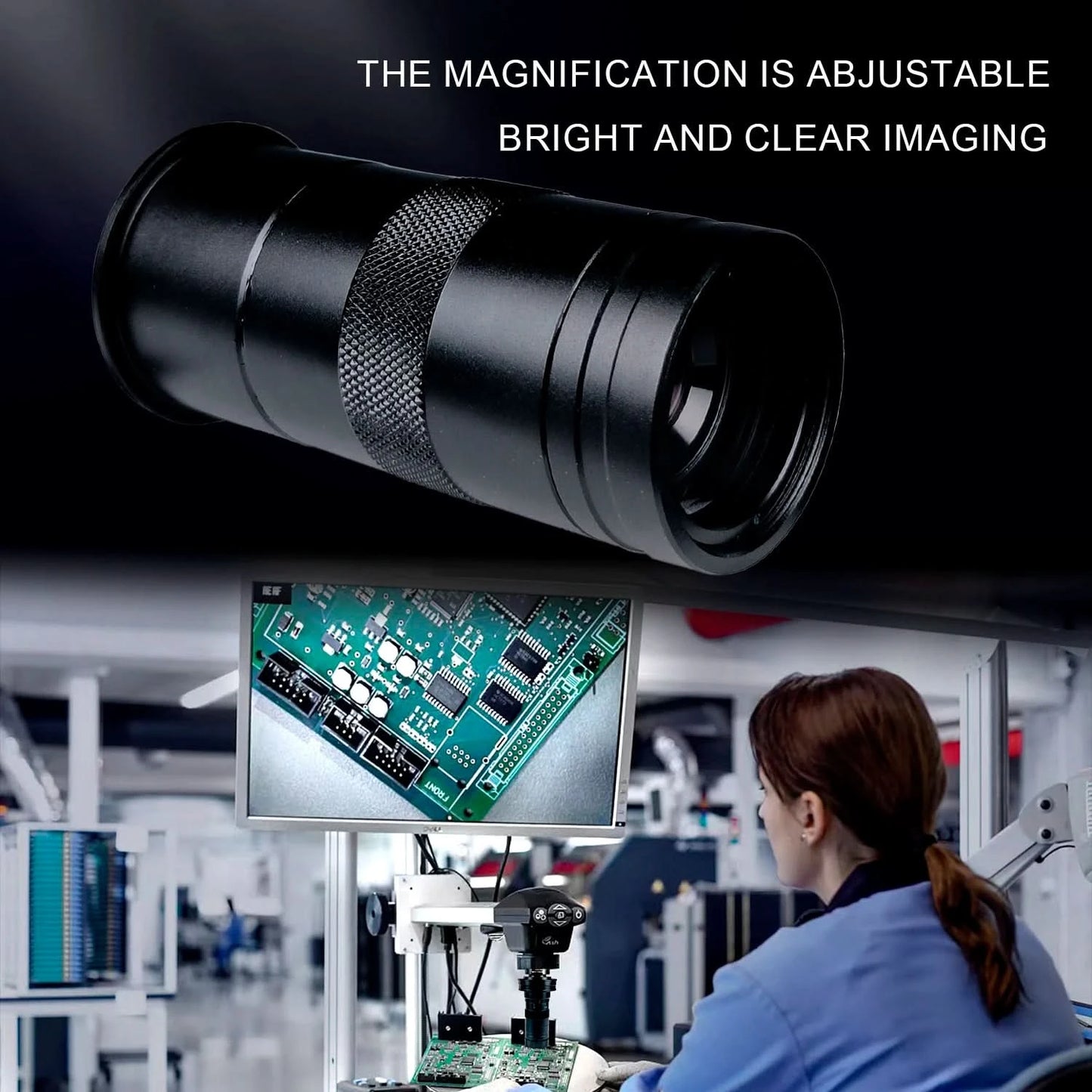 1080P 4K HD Industriemikroskop Digitalkamera über USB-C Messung 215X/180X/130X C-Mount-Objektiv für PCB-Löten, ohne Basis