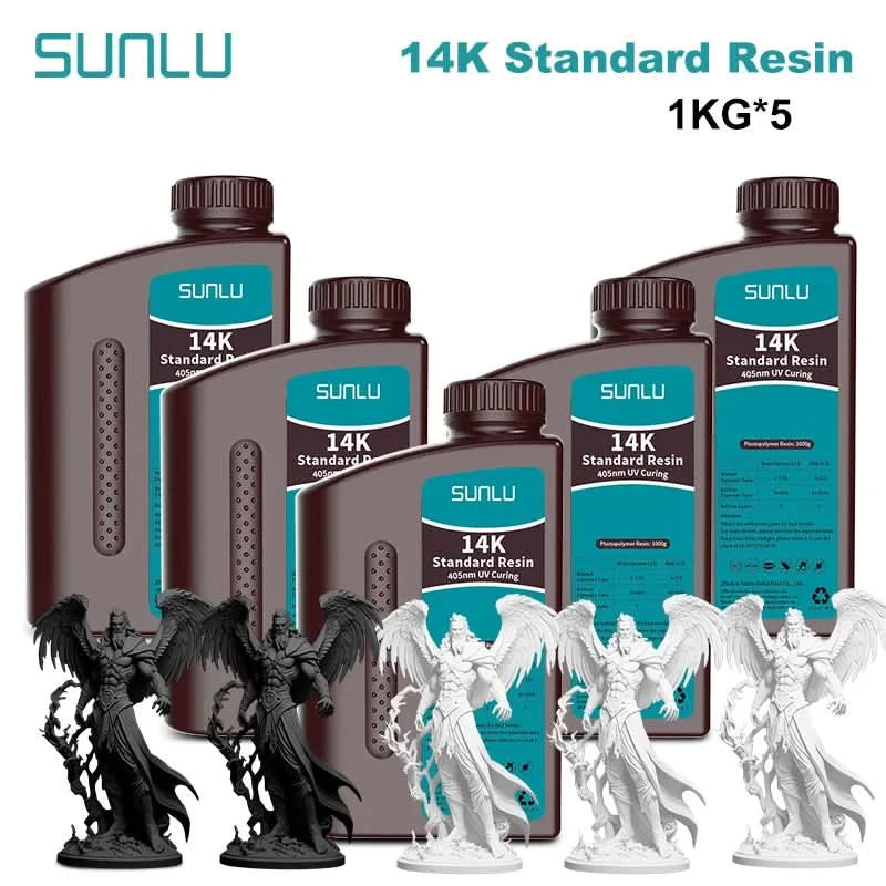 SUNLU 5KG Standard Plus/14K Standard Resin 1KG/Bottle 405nm Rapid UV-Curing Photopolymer Resin For LCD 3D Printer Material