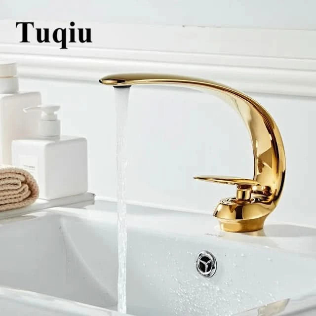 Rose Gold Basin Faucet Modern Bathroom Sink Mixer Tap Brass Wash basin Faucet Single Handle Single Hole  Crane For Bathroom