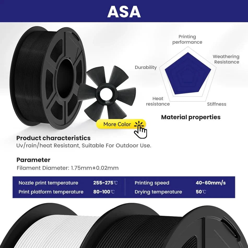 JAYO PLA / ABS / PETG / Silk / ASA /TPU /PLA+ Filament 10 Rolls 3D Printer Filament 1.75MM 0.65/1/1.1KG Neatly Wound 3D Filament