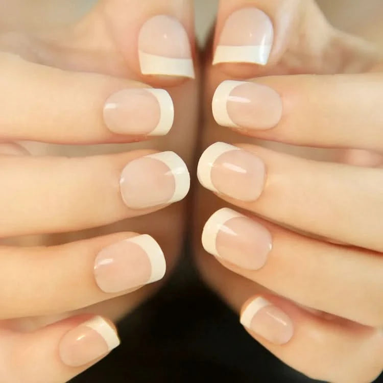 50Sheets Classical French Fake Nails Wholesale Short Natural French Nails False Batch Sale Nail Art Store School Basic Tools