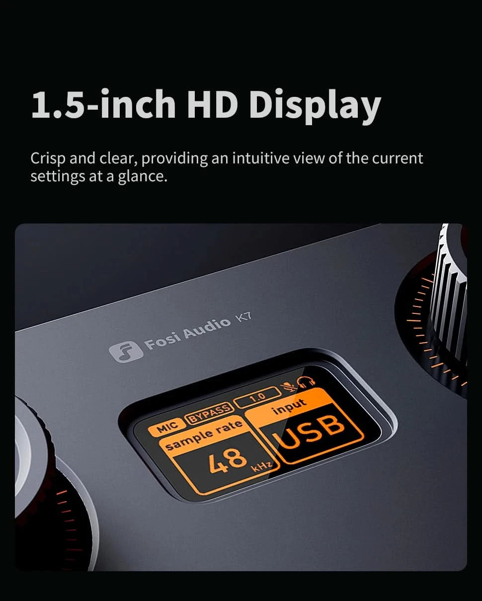 Fosi Audio K7 HiFi DAC & Headphone Amplifier, AKM4493ESQ DAC Chip, PCM 384kHz/32Bit & DSD256, Mic Input USB Audio DAC for Gaming