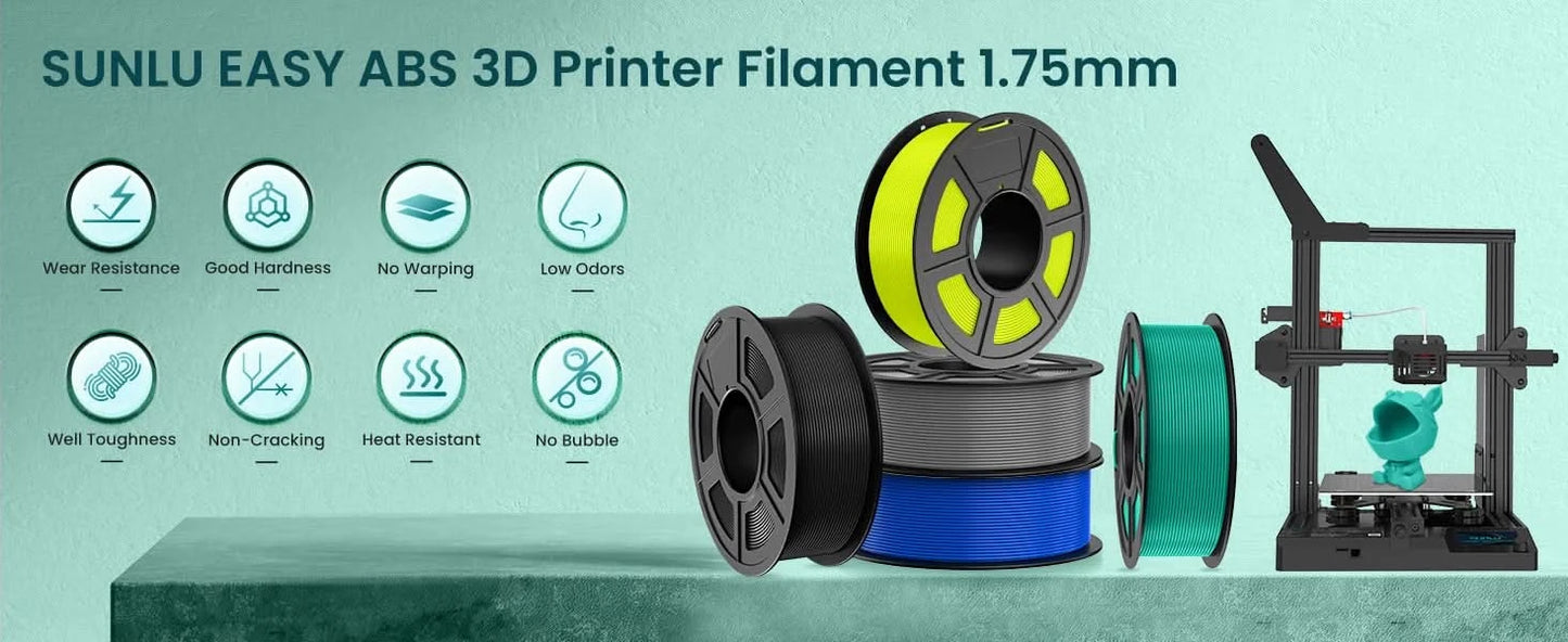 SUNLU 10KG 3D Filament PLA/PLA PLUS/PETG/Easy ABS Filamnet 1.75mm 10Roll 1KG Neatly Wound 3D Printer Filament for 3D Printer