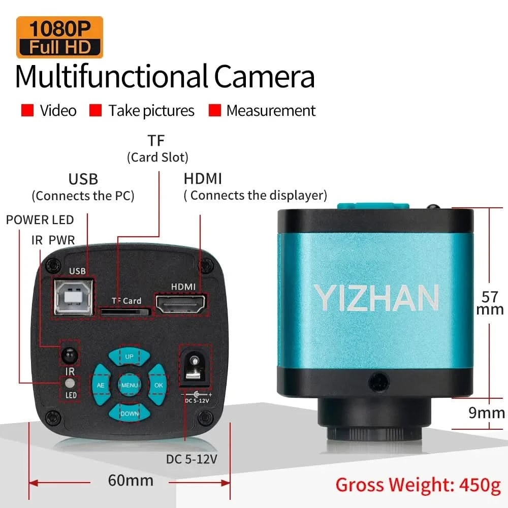 YIZHAN 4K UHD Electron Digital Microscope 1080P 60FPS Video Industrial Welding Camera 150X Lens Folding Stand for PCB Repair