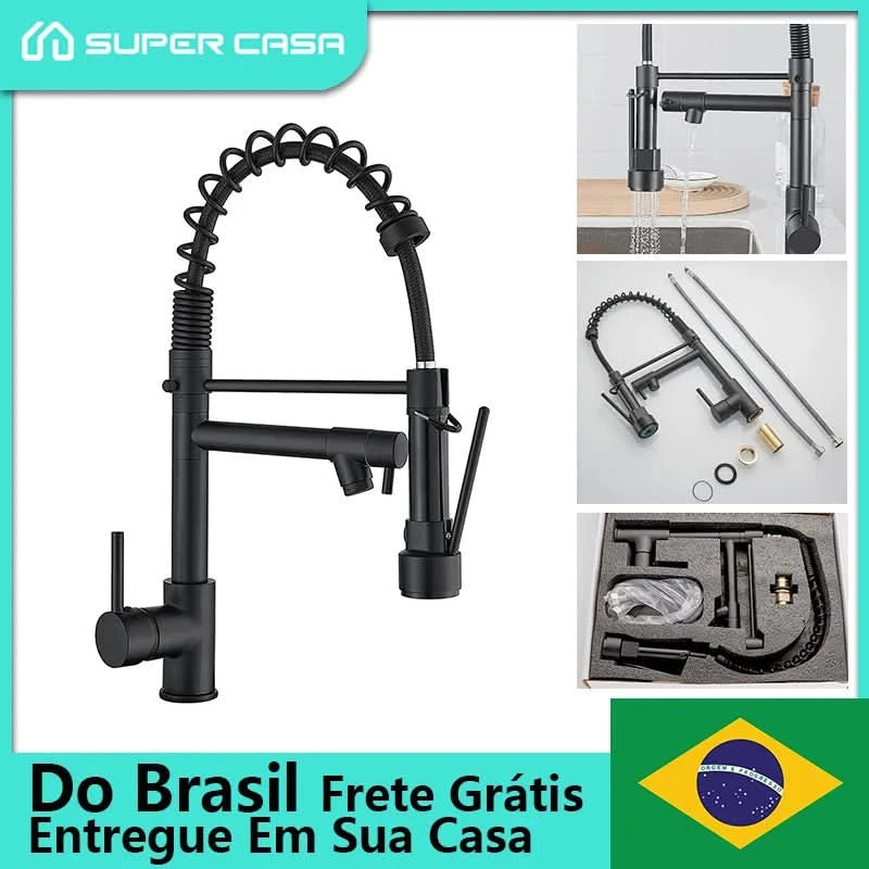 Torneira Cozinha Gourmet 50cm Spray Articulado 2 Jatos 100% Metal Cromada Envio 12h SP
