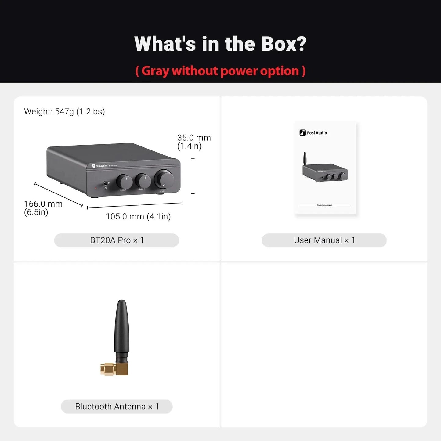 Fosi Audio BT20A Pro TPA3255 Bluetooth Sound Power Amplifier 300W x2 Mini HiFi Stereo Class D Amp Bass Treble For Home Theater