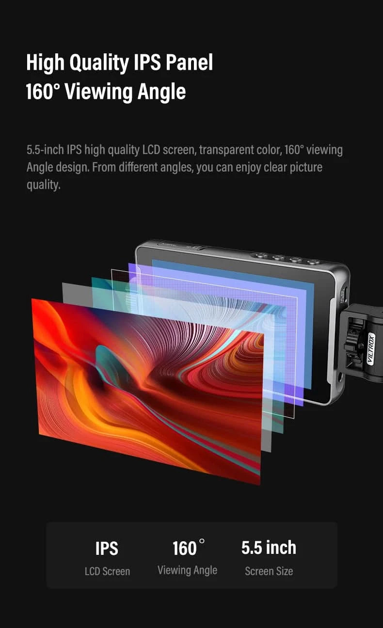 VILTROX DC-550 5.5 Inch Profissional Camera Studio Monitor 4K 30Hz HDMI Touch Screen Field 3D LUT Director Monitor 1920x1080