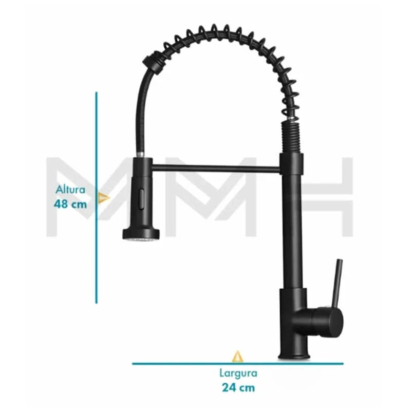 Torneira Cozinha Gourmet 50cm Spray Articulado 2 Jatos 100% Metal Cromada Envio 12h SP