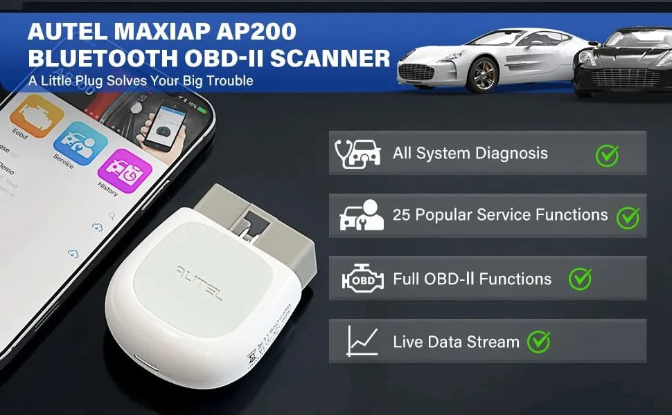 AUTEL MaxiAP AP200 Bluetooth OBD2-Scanner, Diagnosegerät für alle Systeme, TPMS-Codeleser, EPB-Tool