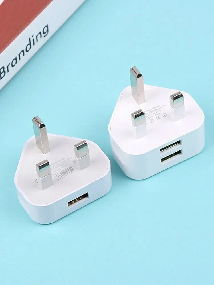 HUAHUA2025 NEW 1PCS Dual Port Fast Charger 5V/2.1A, UK 3 Pin Wall Adapter for Phones & Tablets, Multi-Device USB Charging Hub