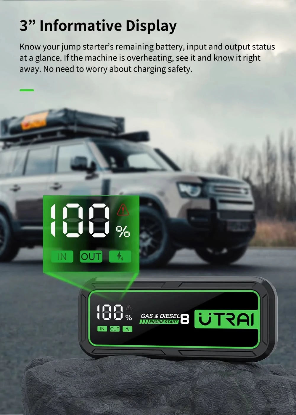 UTRAI Jump Starter 2000A/2500A/4000A/6000A Power Bank Portable Charger Car Booster 12V Auto Starting Device Emergency Car Batter