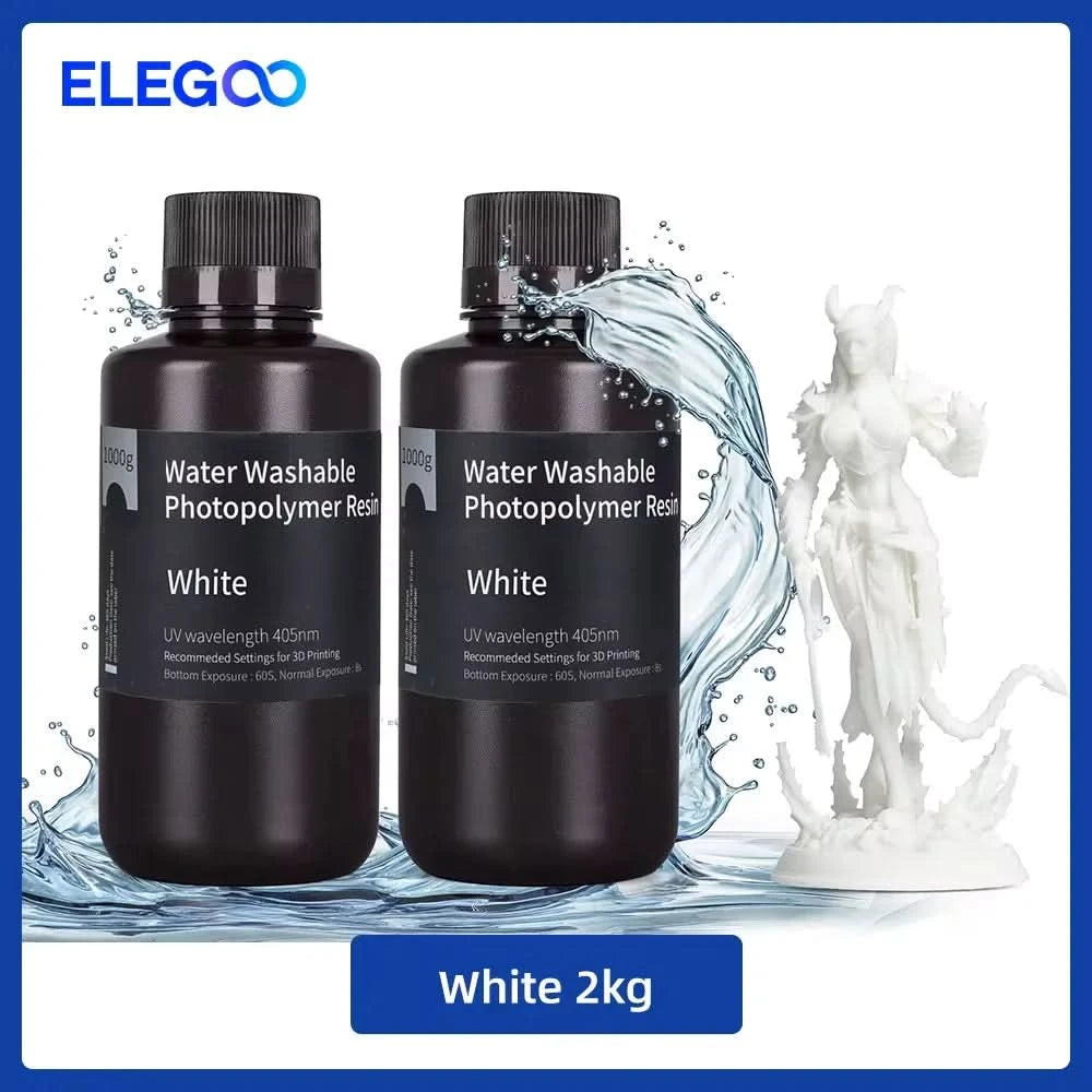 ELEGOO Water Washable 3D Printer Resin LCD UV-Curing Resin 405nm Standard Photopolymer Resin for LCD 3D Printing 1000g 8 Colors