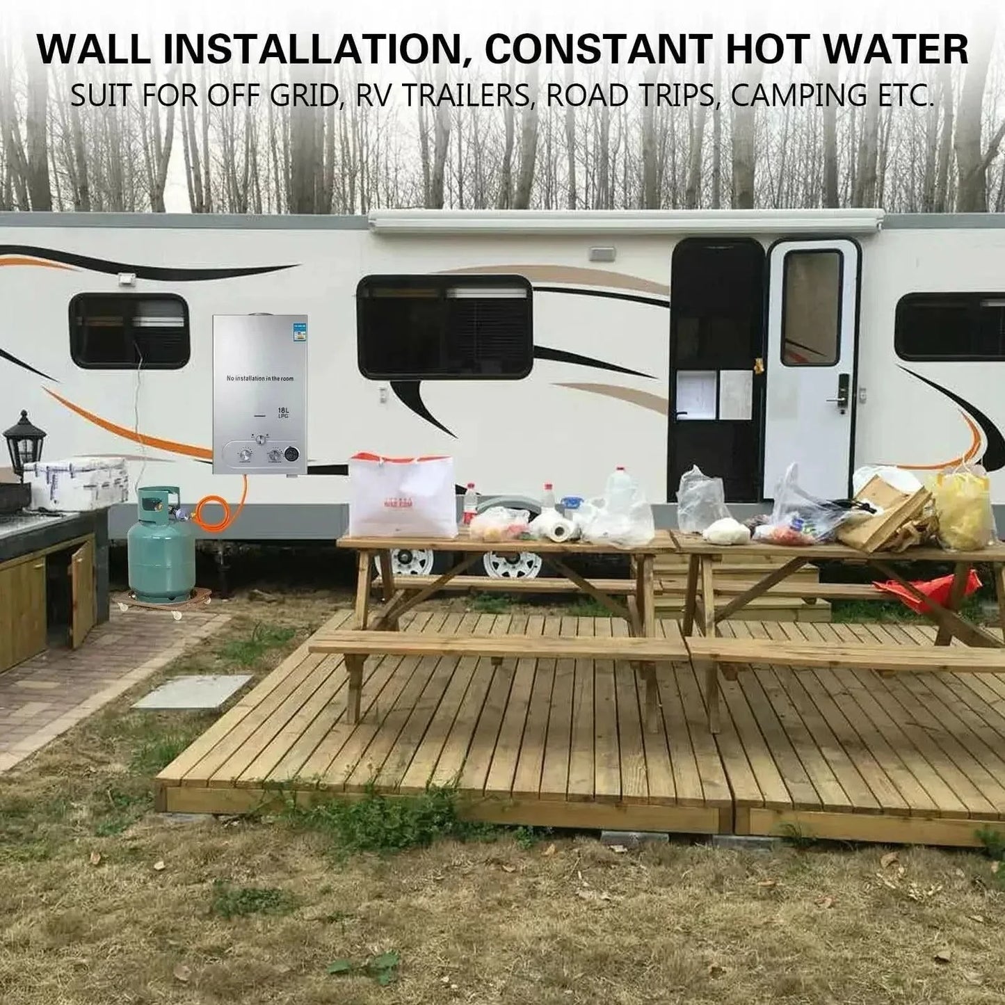 Sihao 6L 8L10L 12L 16L18L LPG Hot Water Heater Instant Continuous Gas Boiler Butane Propane Gas Boiler Heater for Camping Outdoo