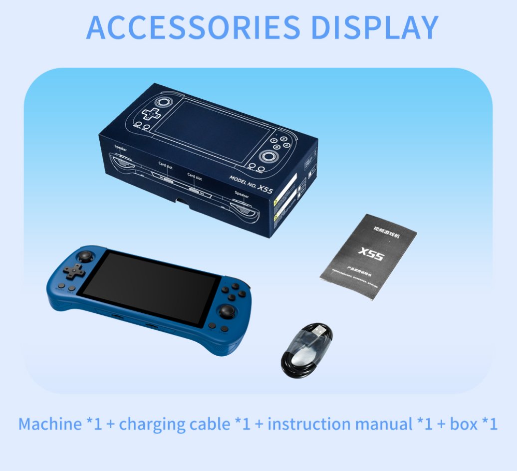 80000Games 512G POWKIDDY X55 5.5INCH IPS Screen RK3566 Handheld Game Console Linux Open-Source Retro Console HD Gifts