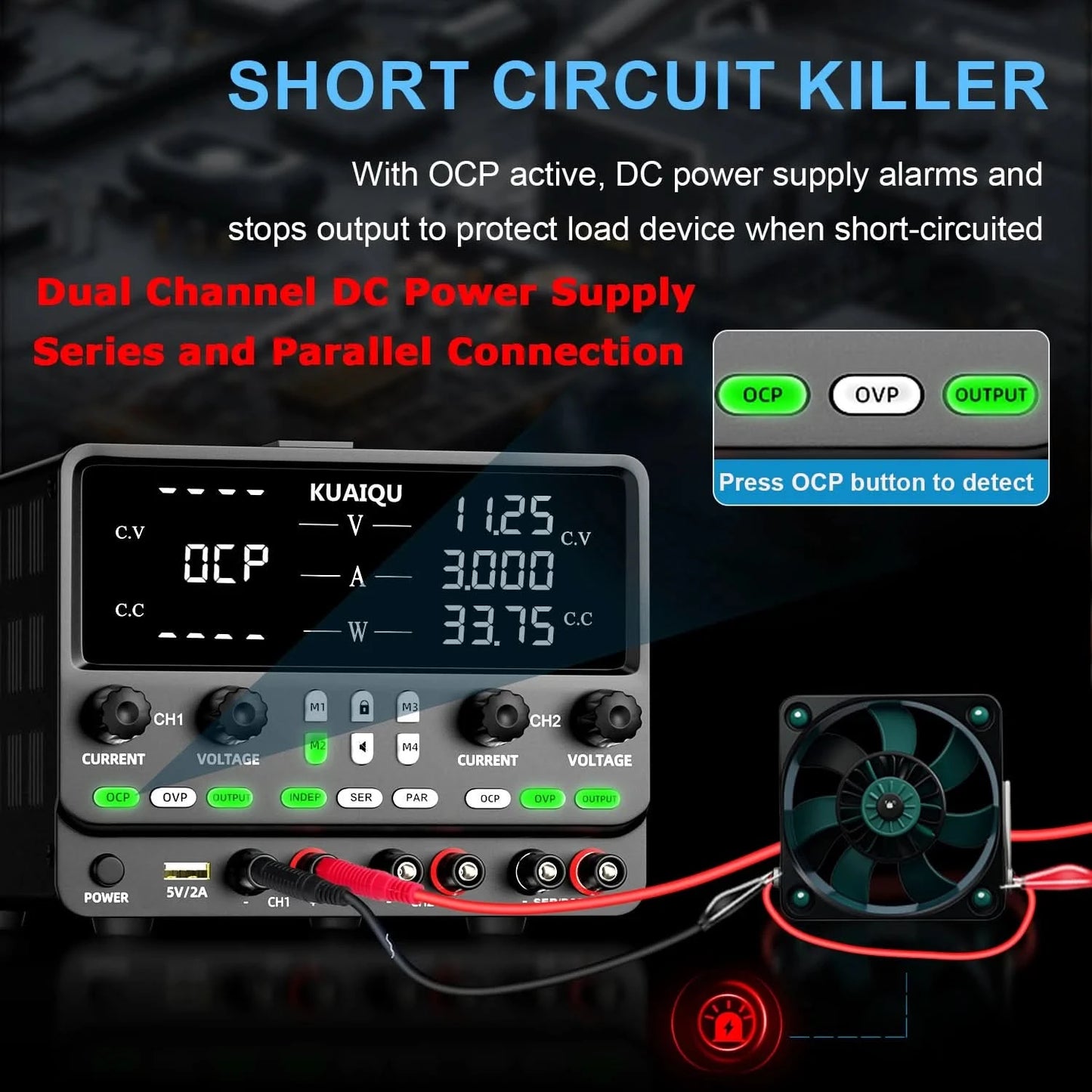 NICE-POWER 30V 10A Dual-Channel DC Lab Power Supply 60V 120V 240V Double Bench Power Source Positive & Negative Voltage Output