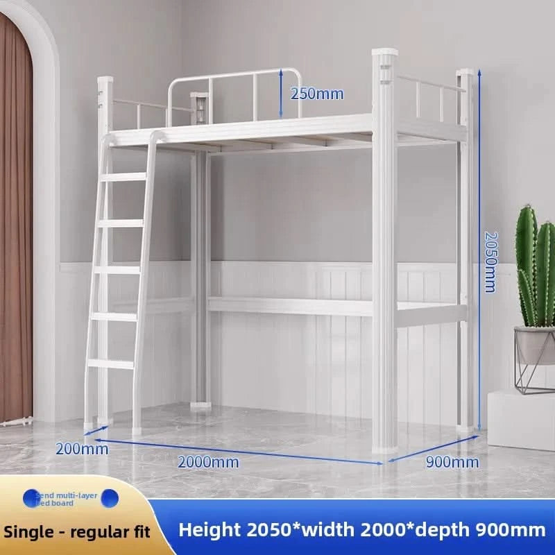 Upper Bed Lower Table Combined Bed College Dormitory Elevated Bed Small Apartment Household Wrought Iron Bed Apartment Bed