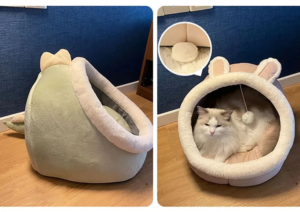 Deep Sleep Cat Bed Cartoon Pet Bed Foldable Removable Washable Pet Sleeping Bed for Small Dog Mat Bag Cave Cats Bed
