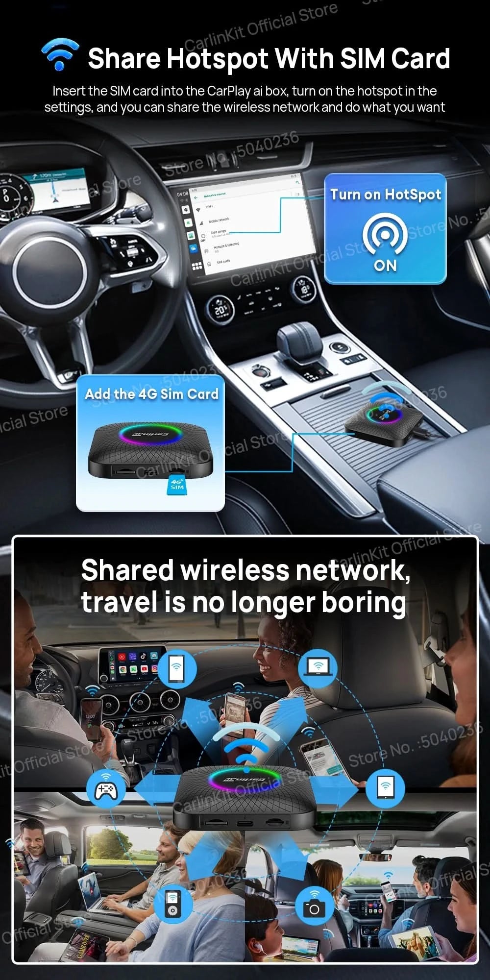 2026 CarlinKit CarPlay AI Box Android 13.0 SM6225 8-Cores Android Auto Wireless CarPlay Adapter 2.4+5GGPS 64G 128G FOTA Upgrade
