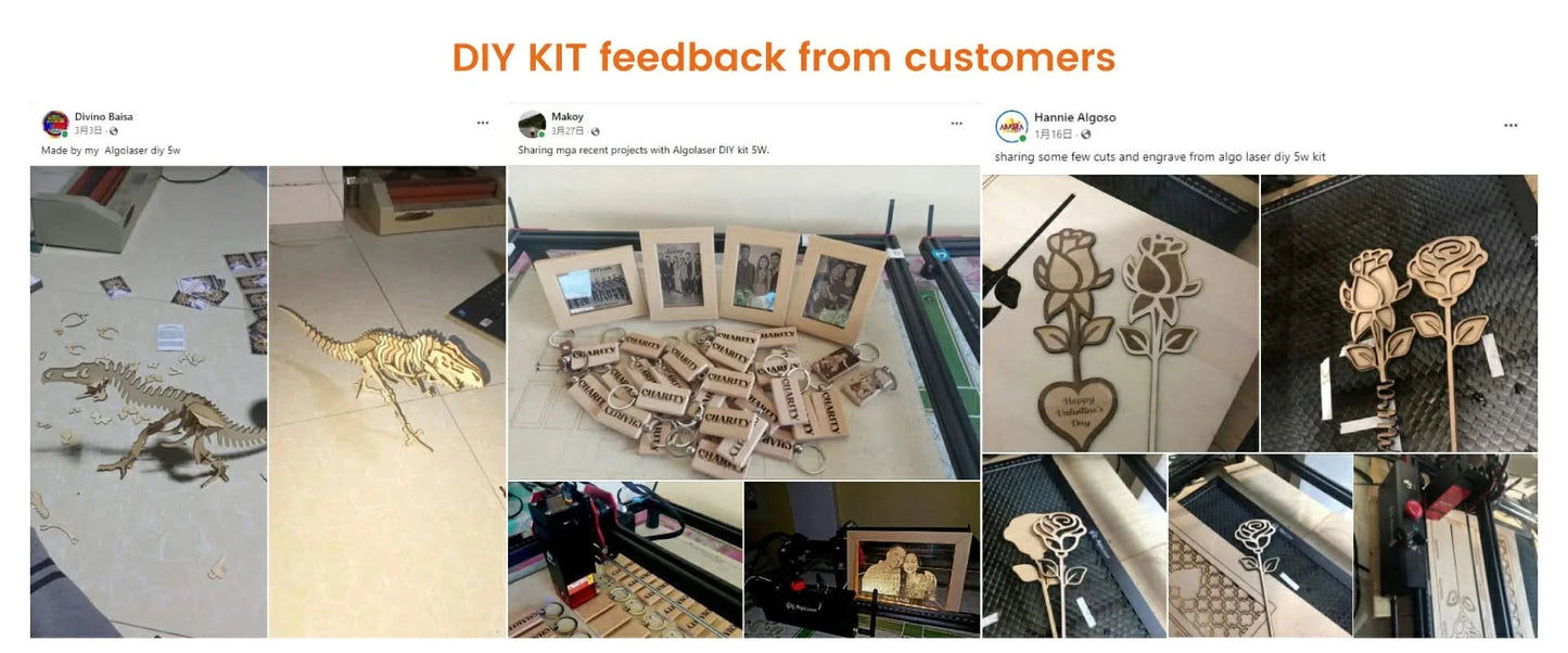 AlgoLaser DIY KIT MK2 10W for New Beginner Wood Engraving Mini Machine for DIY Crafting Glass Leather Engraving Area 400X435MM