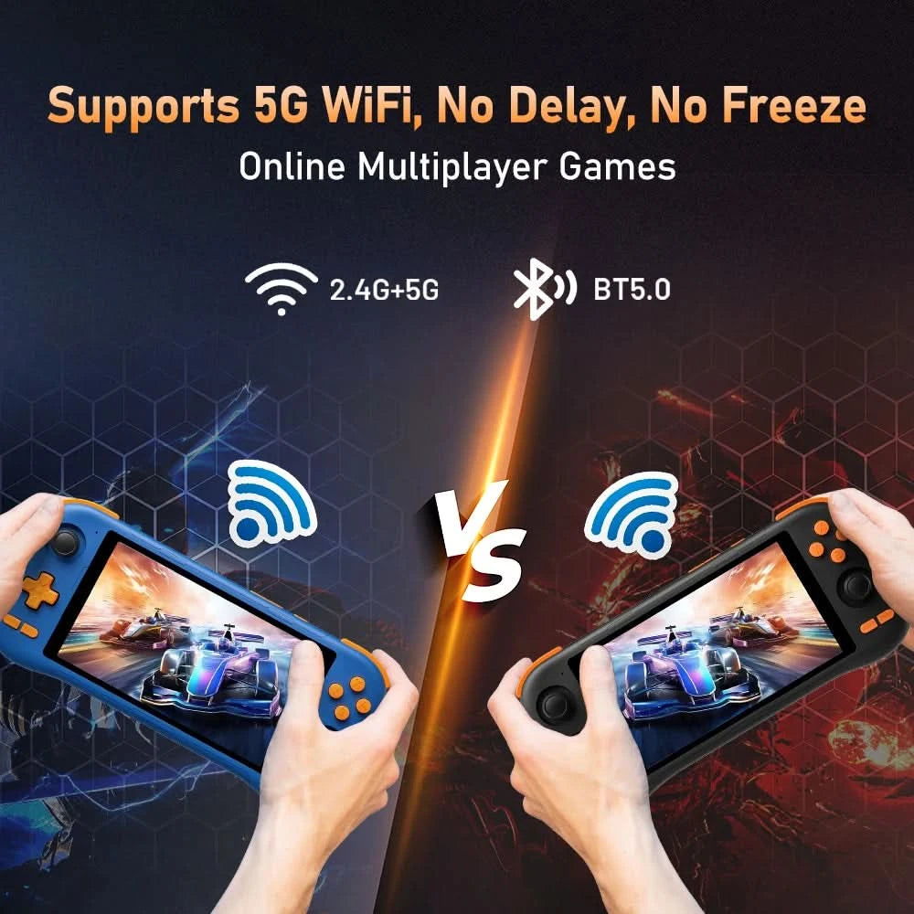 KINHANK K56 Handheld Game Console 5.5'' Touch Screen 50 Emulators for Android 14 PS1/PSP/DC/SS 5000mAh WIFI5 Retro Game Player