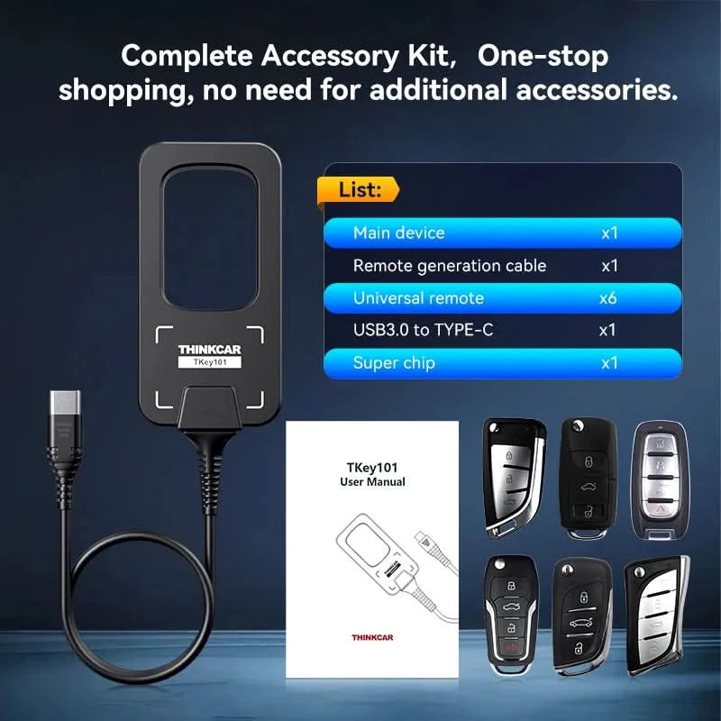 THINKCAR TKEY 101 Universal Car Key Programmer Equipment with 6 Unit Remote Key Supports Anti-Theft System For MUCAR 892BT 689BT
