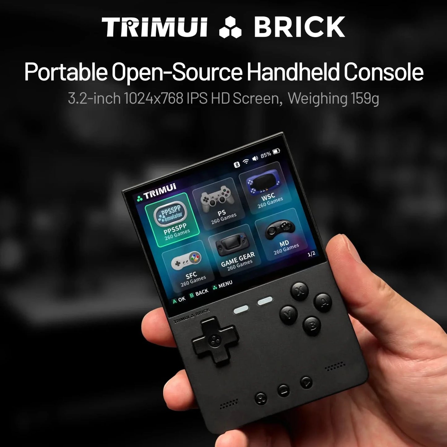 TRIMUI BRICK Handheld Game Console Portable Retro Video Player Game Console Linux System 3000mAh Long-life Battery LED Boy Gifts