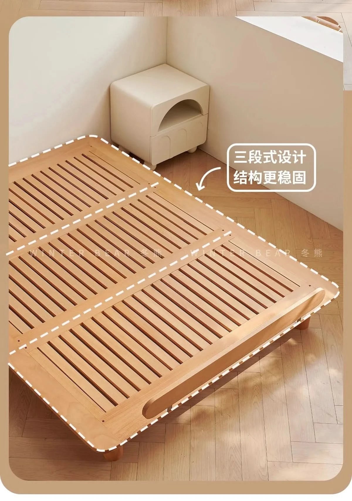 Boys and girls bed small apartment single bed 1.5 meters simple full solid wood tatami no bedside children's bed
