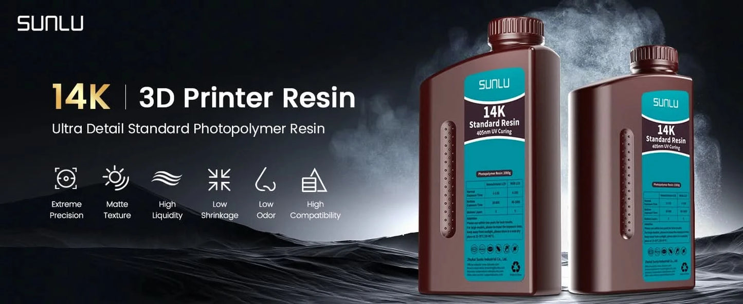 SUNLU 5KG Standard Plus/14K Standard Resin 1KG/Bottle 405nm Rapid UV-Curing Photopolymer Resin For LCD 3D Printer Material